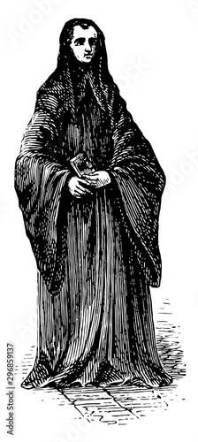 Benedictine Monk vintage illustration.