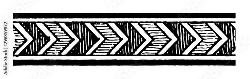 Assyrian Ornament is a Chevron motive vintage engraving.