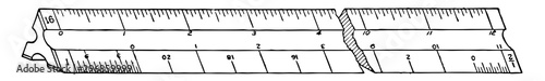 Architect Scale Ruler architectural drawings vintage engraving.