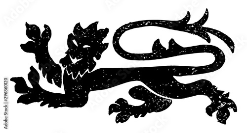 Heraldic Lion generally symbolizes braver vintage engraving.