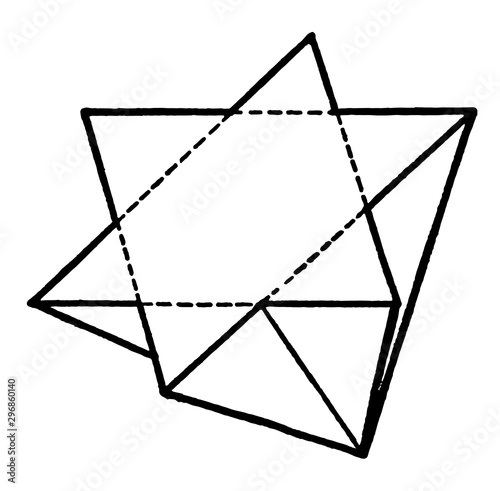 Tetrahedrite Penetration Twin, vintage illustration. photo