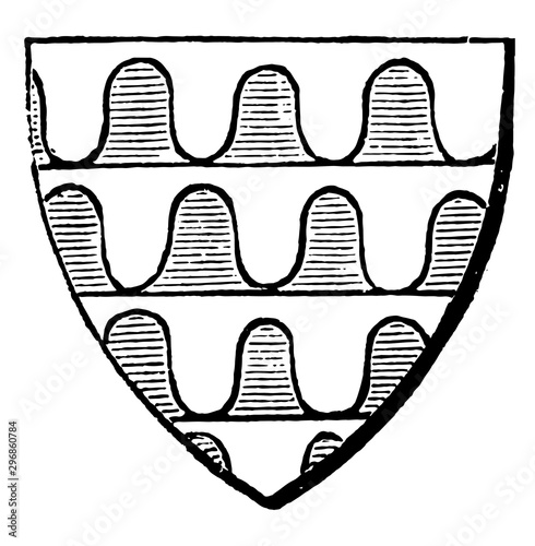 Varus Shield with argent azure blue tinctures vintage engraving.