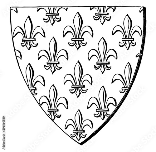 Shield Semée so covered is said to be seméee with the charge in question vintage engraving.