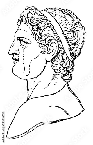 Ptolemy in Profile vintage illustration