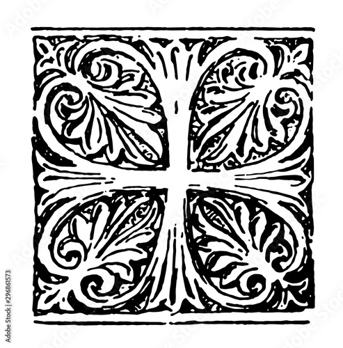 Anthemion is a Byzantine cross vintage engraving.