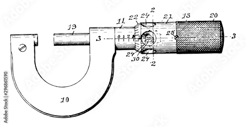 Micrometer Calipers vintage illustration.