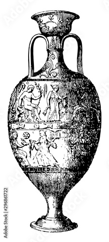 Amphora storage of various products both liquid and dry but mostly for wine vintage engraving.