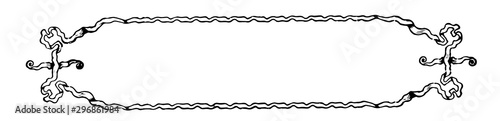 Ribbon banner usually in a square or rectangular shape, vintage engraving.