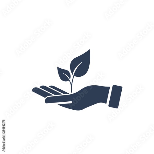 Hand, plant. Prosperity. Vector icon on a white background.