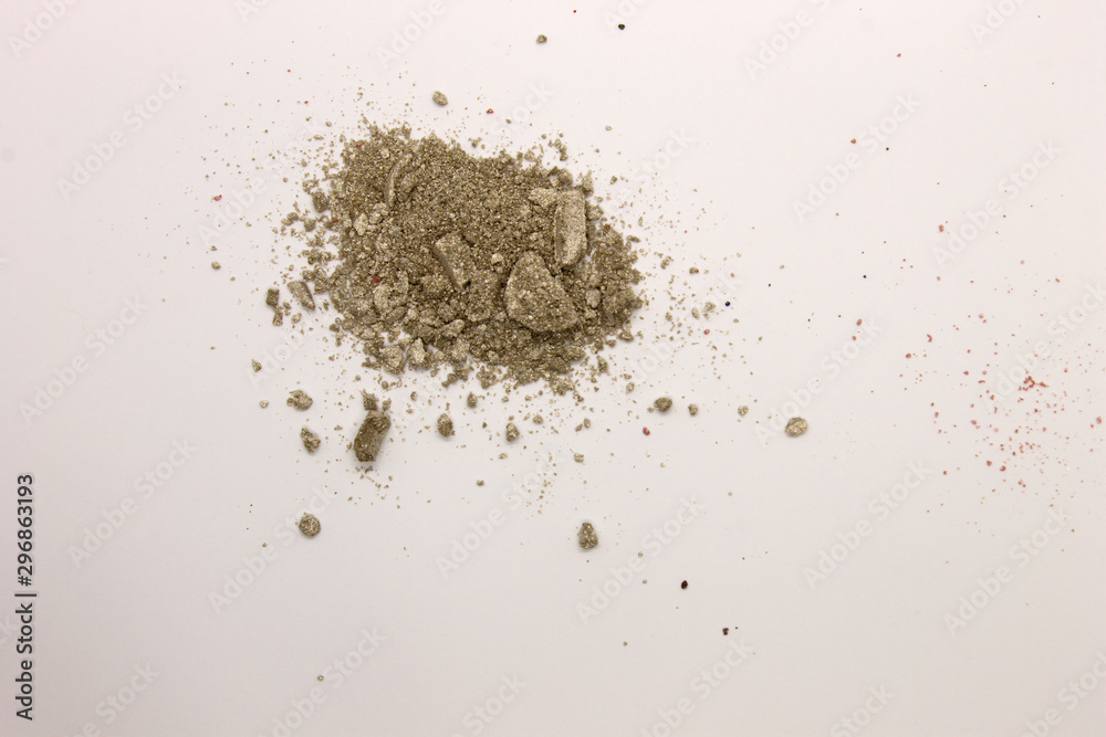 This is a photograph of a Green powder Eyeshadow isolated on a White background This is a photograph of a Green powder Eyeshadow isolated on a White background