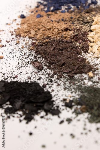 This is a photograph of a colorful powder eyeshadow background