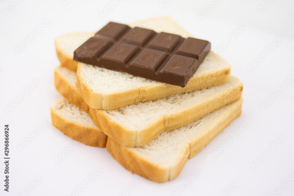 Sliced bread with chocolate with mild for a good afernoon Sliced bread with chocolate with mild for a good afernoon