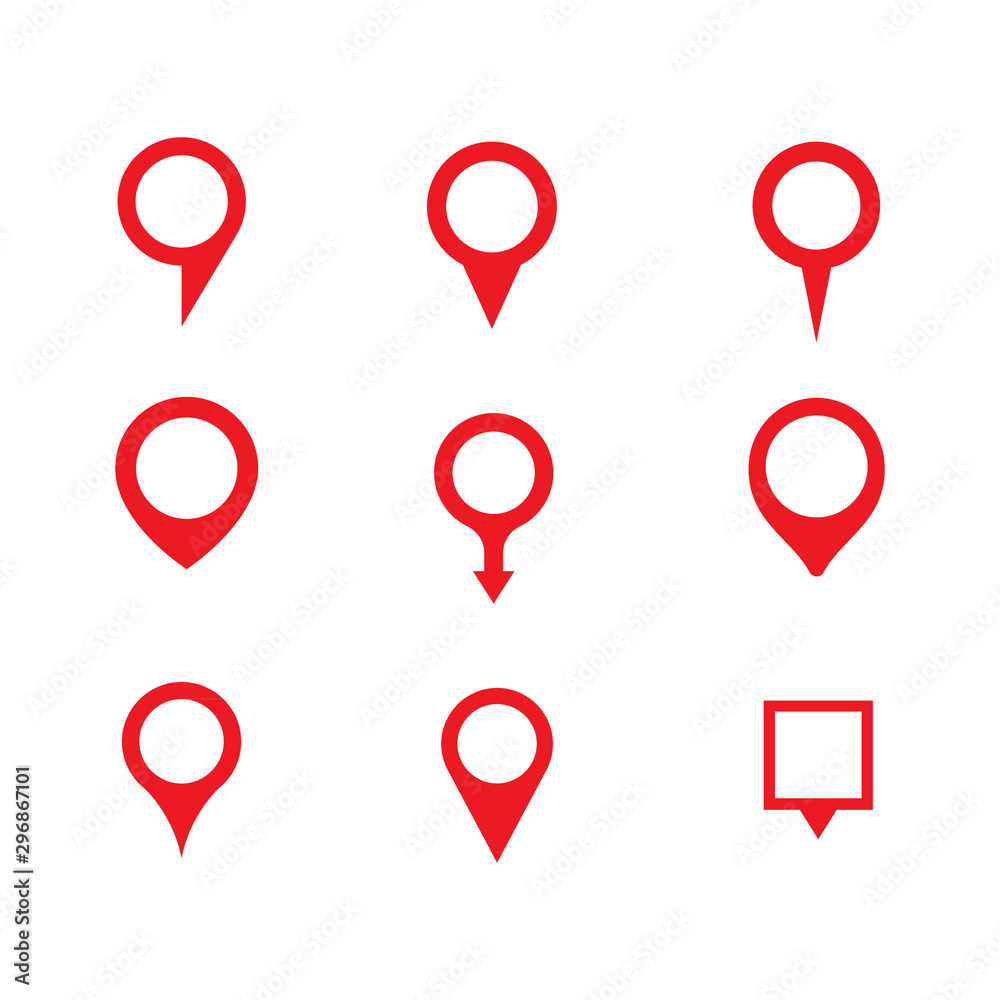 Set of map pins modern icon