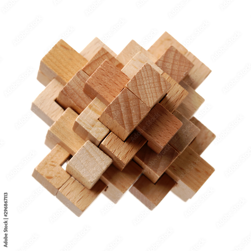 wooden puzzle over white background wooden puzzle over white background