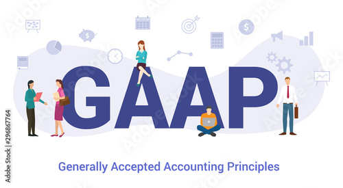 gaap generally accepted accounting principles concept with big word or text and team people with modern flat style - vector photo