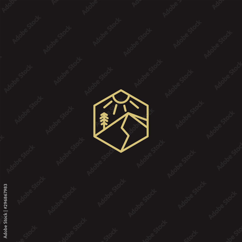 Mountain With Line Style Logo Icon Design Template. Peak, Hiking, Badge, Adventure, Outdoor, Vector Illustration Mountain With Line Style Logo Icon Design Template. Peak, Hiking, Badge, Adventure, Outdoor, Vector Illustration