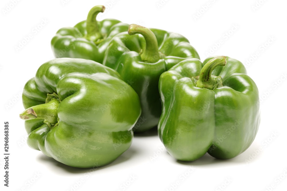 fresh green bell pepper (capsicum) on a white background fresh green bell pepper (capsicum) on a white background