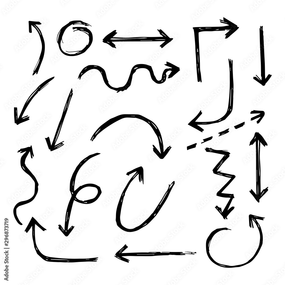 hand drawn arrows vector with doodle style isolated on white background hand drawn arrows vector with doodle style isolated on white background