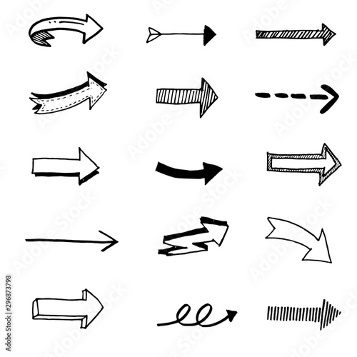 illustration hand drawn of vector Arrow Set ,doodle style.