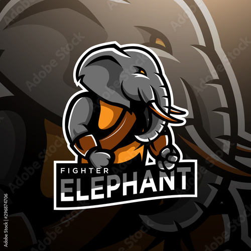 Elephant fighter logo gaming esport
