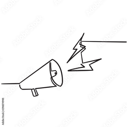doodle megaphone speaker icon illustration with handdrawn style vector