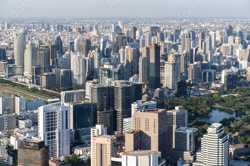 The Metropolitan Bangkok City - Aerial view urban tower Bangkok city Thailand on April 2019 , blue sky background , Cityscape Thailand