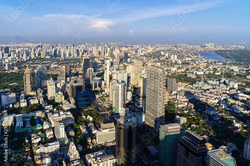 The Metropolitan Bangkok City - Aerial  view urban tower Bangkok city Thailand on April 2019 , blue sky background , Cityscape Thailand © suphaporn