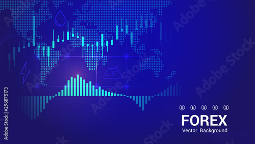 Stock market or forex trading.Candlestick chart in financial market.vector illustration on blue background.