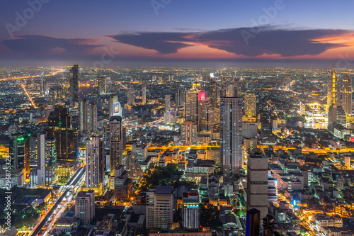 Night of the Metropolis Bangkok City downtown cityscape urban skyline tower Thailand on April 2019 - City scape Bangkok city Thailand