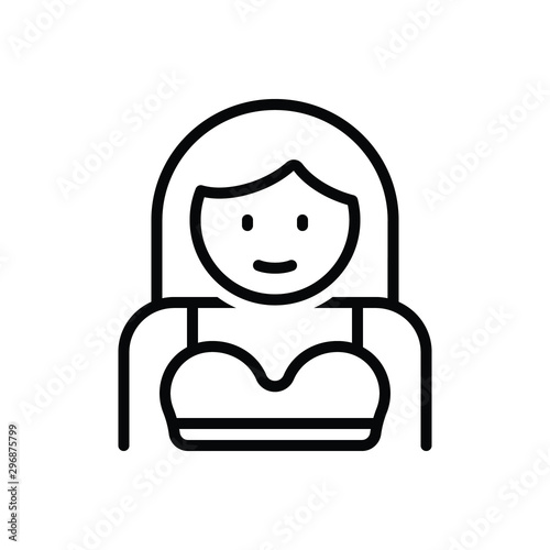 Black line icon for girl 