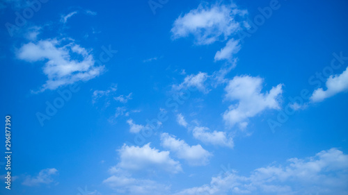 Blue sky with beautiful white clouds, full of enthusiasm through the day