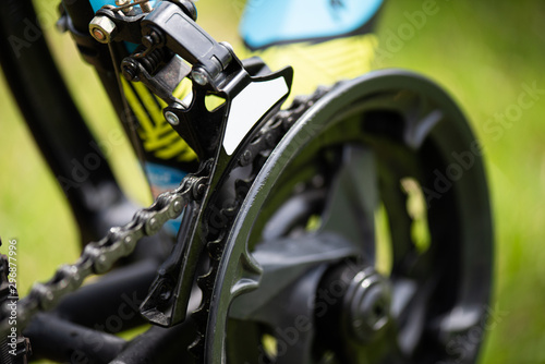 Bicycle chainwheel, parts bike wheel, chain, derailleur front shifters cycling road bike frame.