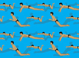 Swimming Breaststroke Vector Illustration Seamless Background Wallpaper Pattern-01
