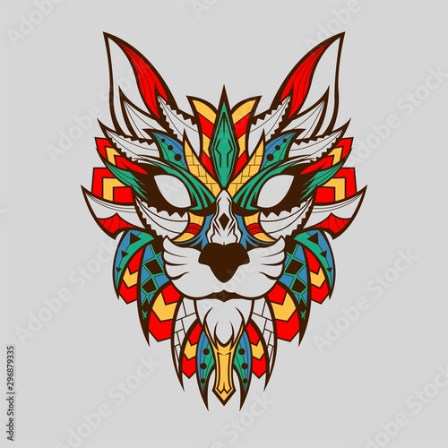 Patterned head of wild cat African Style With BrownLine photo