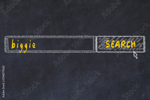 Chalkboard drawing of search browser window and inscription biggie