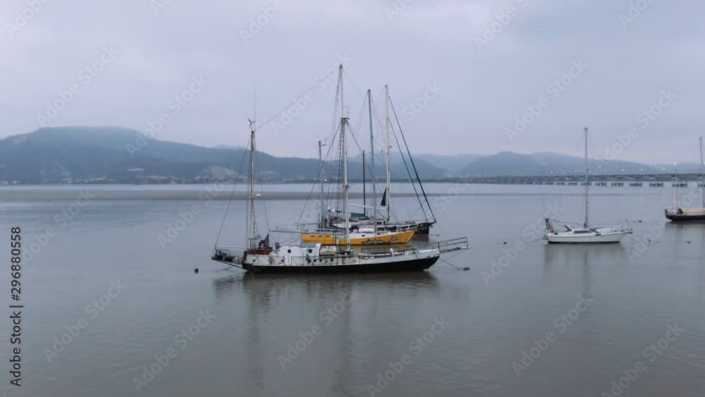 Aerial shot of boats and yatchs, dolly shot Aerial shot of boats and yatchs, dolly shot