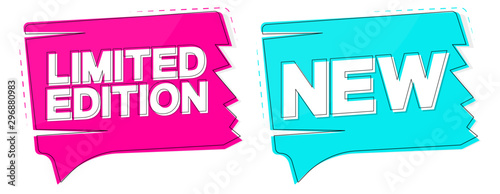 Limited Edition and New banners design template, speech bubble promotion tags, vector illustration