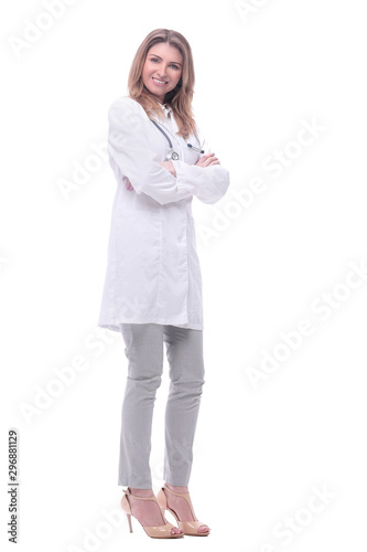 woman doctor with stethoscope. isolated on white © ASDF