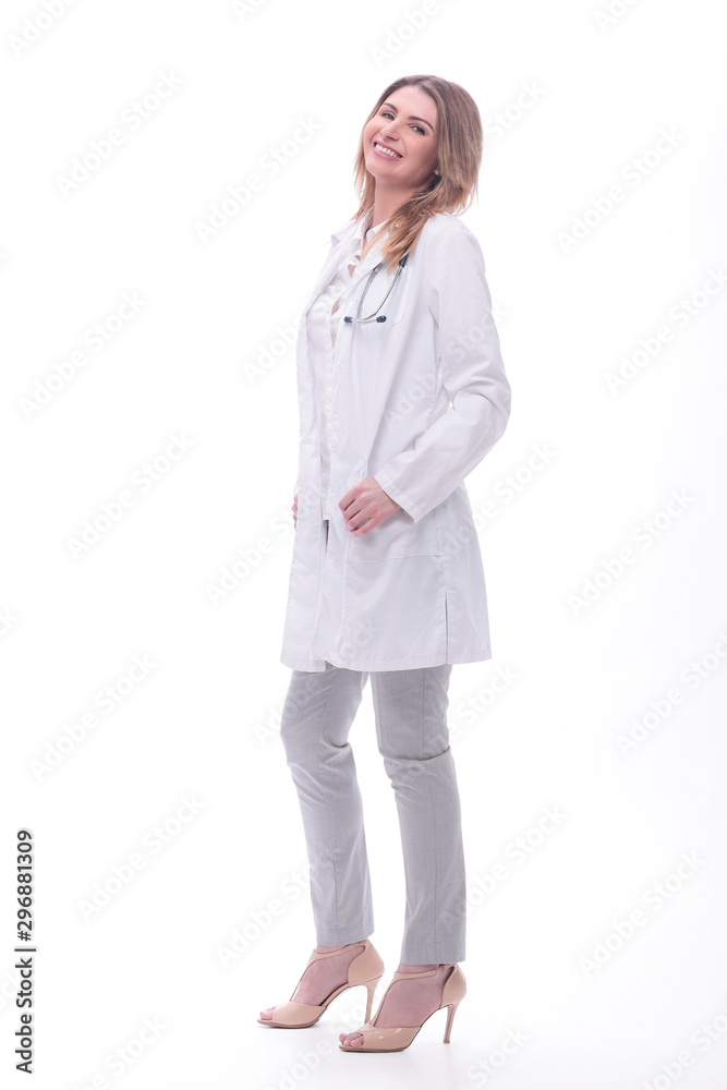 female doctor with clipboard. isolated on white female doctor with clipboard. isolated on white