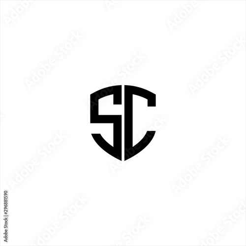 Abstract letter S C shield logo design template