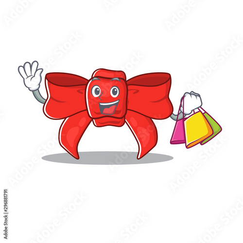 Shopping red ribbon bow isolated the character photo