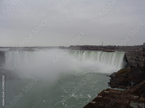Winter in Niagara Falls: Niagara River Cascades over Horseshoe Falls