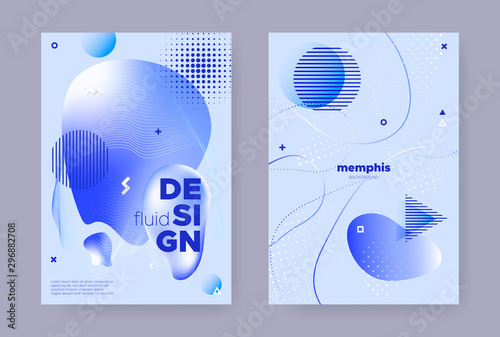 Pastel Hipster Memphis Background. Modern Fluid 