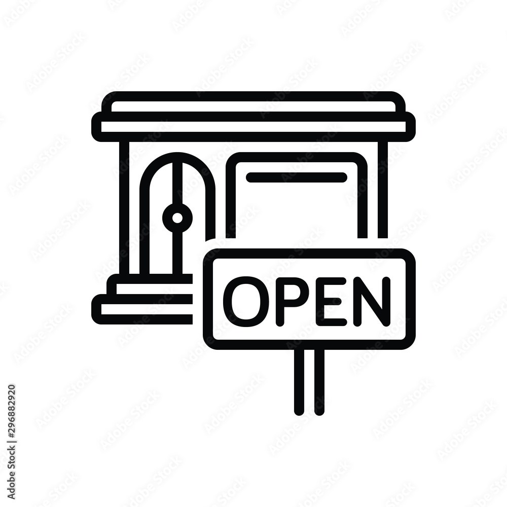 Black line icon for opening Black line icon for opening