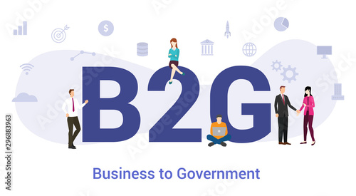 b2g business to government concept with big word or text and team people with modern flat style - vector photo