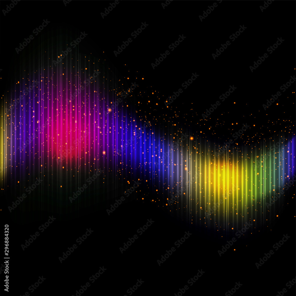 Fototapeta Colorful equalizer sound waves, Abstract motion effect.