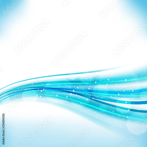 Glossy blue abstract waves design.