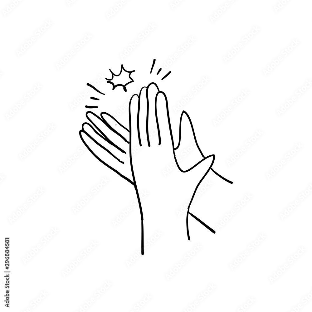 hand applause illustration with handdrawn doodle style