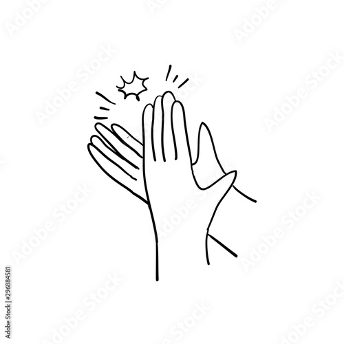 hand applause illustration with handdrawn doodle style