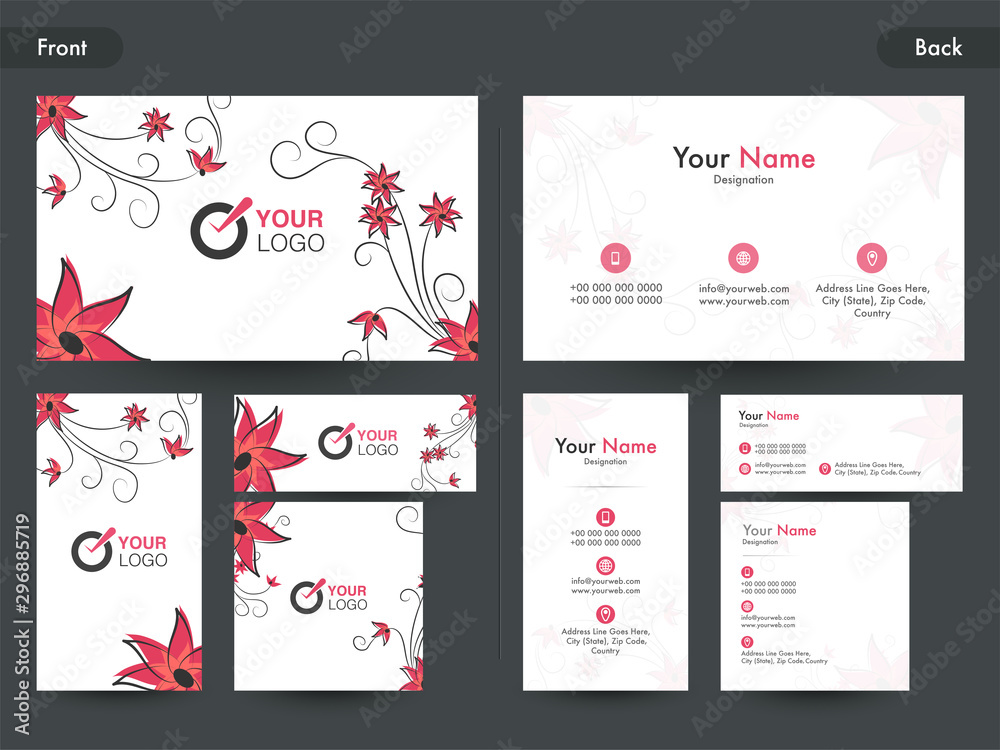 Creative Business Card set with flowers.